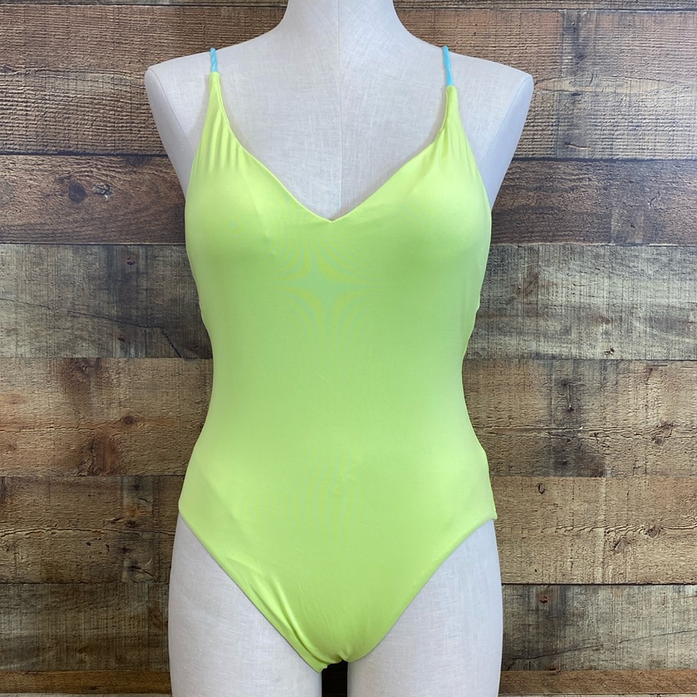 Victoria’s Secret One Piece Swimsuit Women’s Medium Neon Yellow Strappy Swim